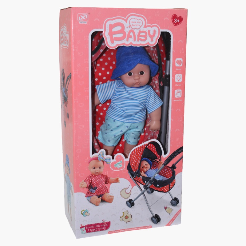 Lovely Doll with Stroller  Blue Outfit
