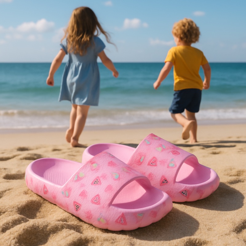 Printed Pink Rubber Slippers|Pink|32|33|35|36|37|38|39|40|41|34|31