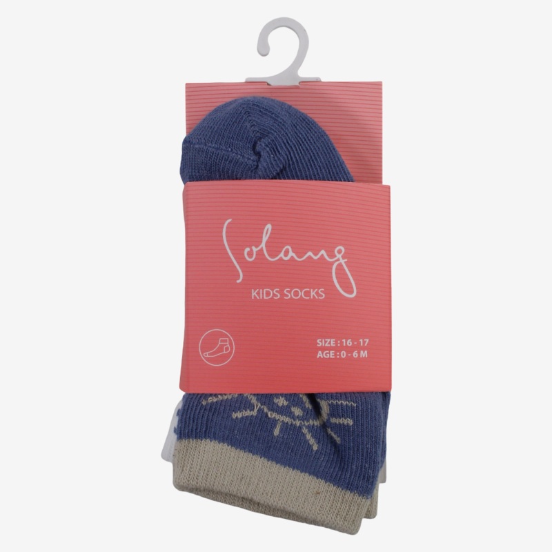 Unisex Baby Cotton Socks - Multicolor with Sun Print