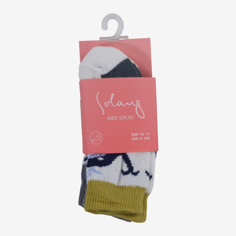 Unisex Baby Cotton Socks - Multicolor with Whale Print