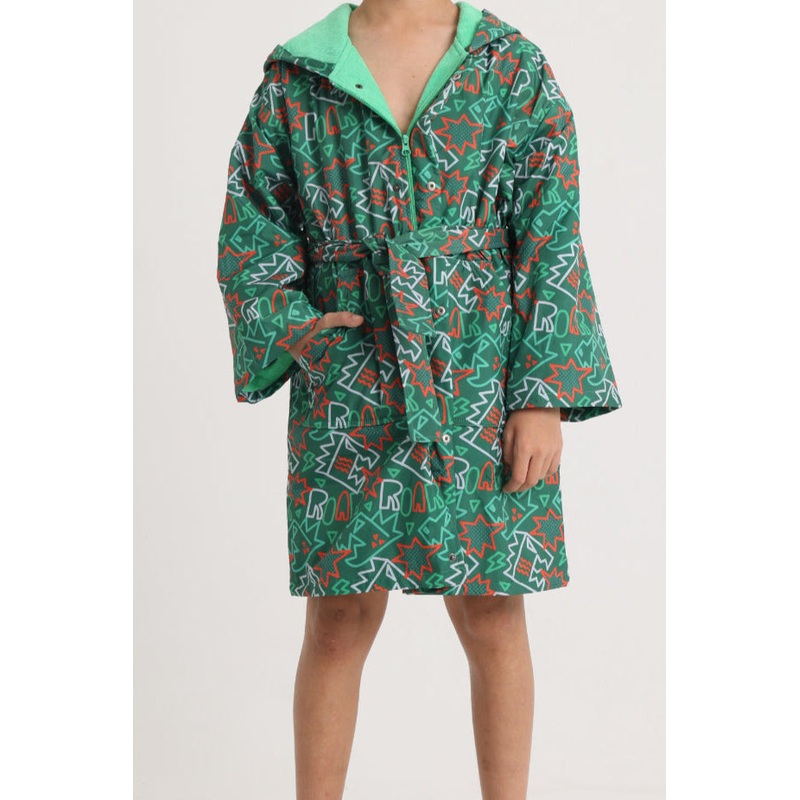 Unisex Swim Robe  Green with Dinos Print