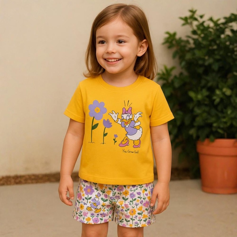 Baby Girls Cotton Pajama  Daisy Duck Print