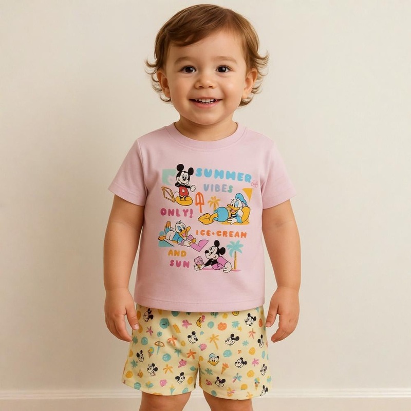 Baby Girls Cotton Pajama  Mickey Mouse & Friends Print
