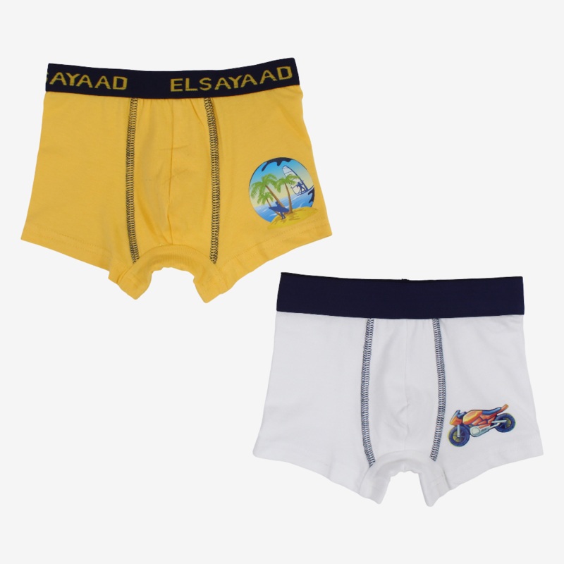 Boys Cotton Boxer Shorts  2-Pack (Assorted Colors)