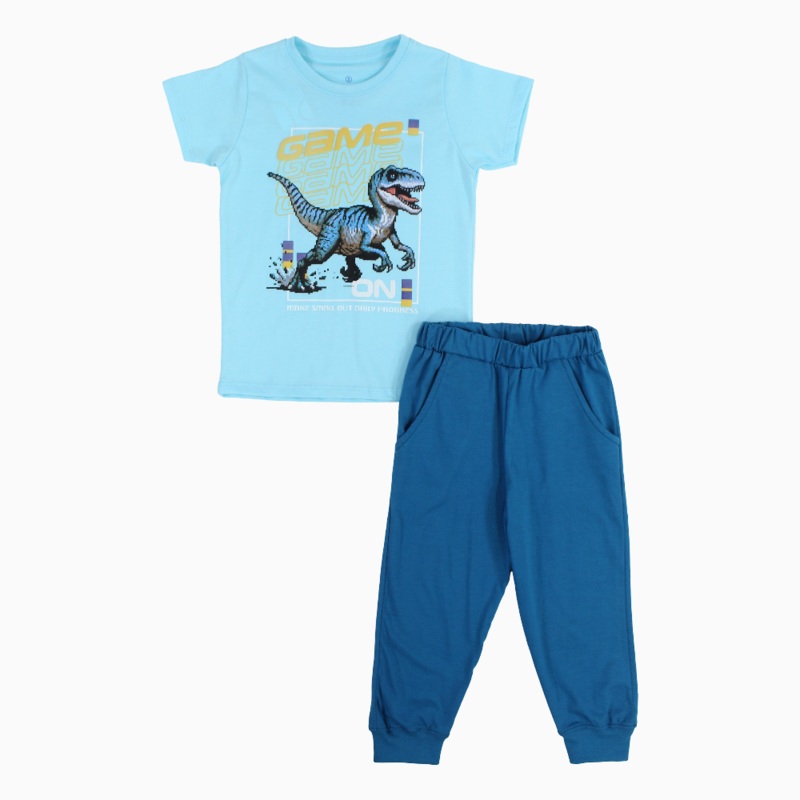 Boys Cotton Pajama Set  Dino Game Design