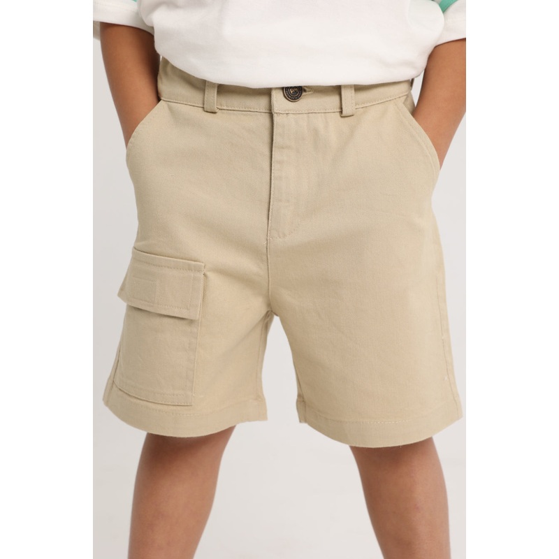 Boys Gabardine Shorts  Beige|Beige|4-5Y|6-7Y|8-9Y|10Y11Y|12-13Y