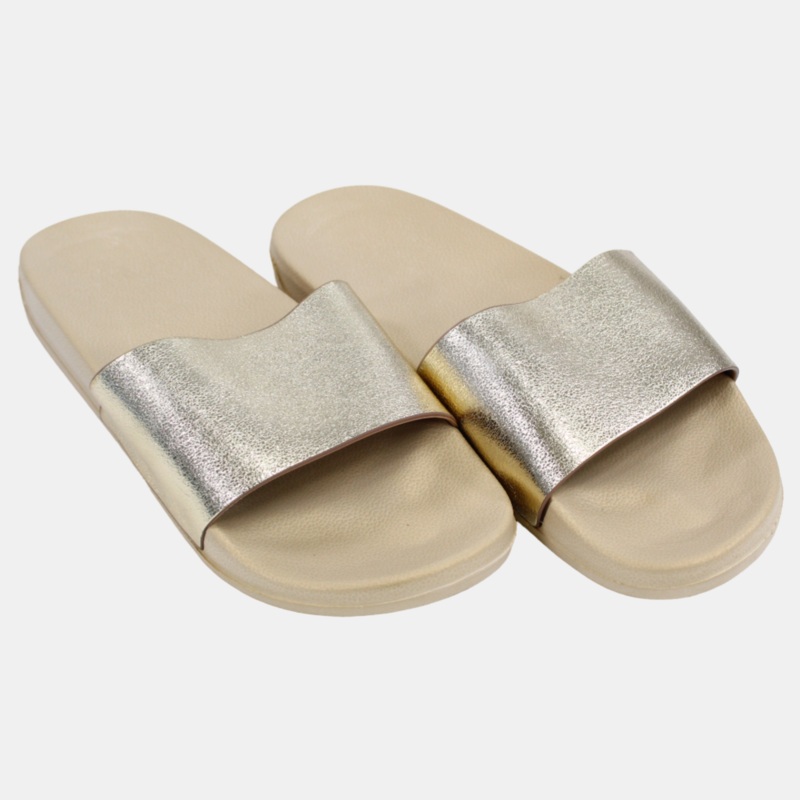 Women's Rubber Slides  Metallic Gold