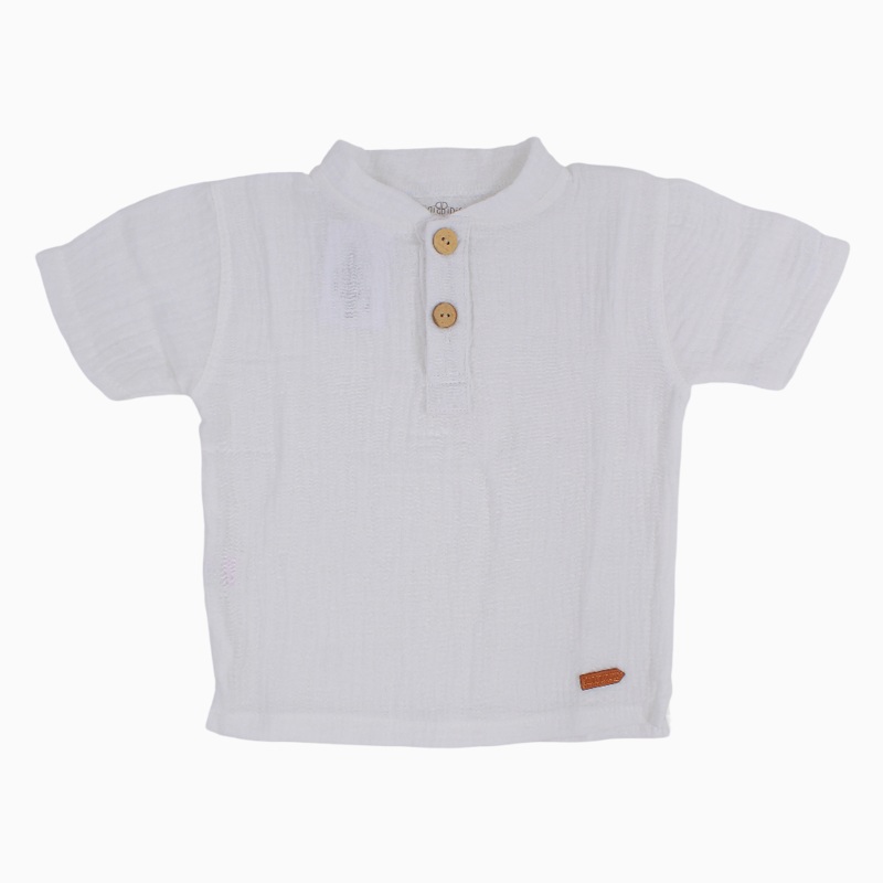 Baby Boys Plain Linen T-Shirt|White|Pestage|12-18M|18-24M|2-3Y|3-4Y