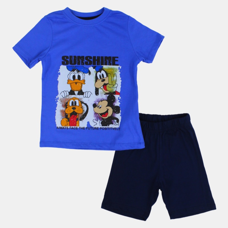 Boys Cotton Pajama Set - Mickey Mouse & Friends Print