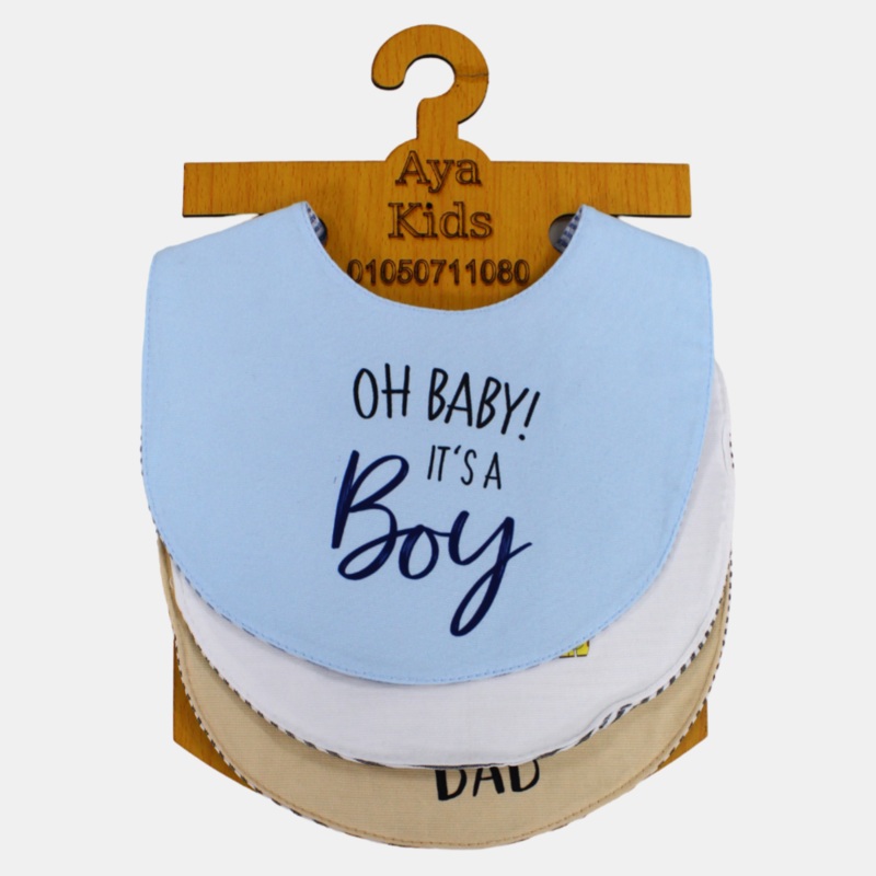 Baby Boys Cotton Bibs  Pack of 3  Oh Baby, Its a Boy