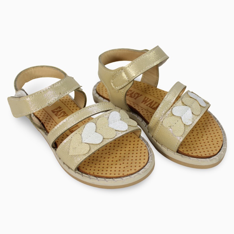 Baby Girls Leather Sandals  Hearts Detail