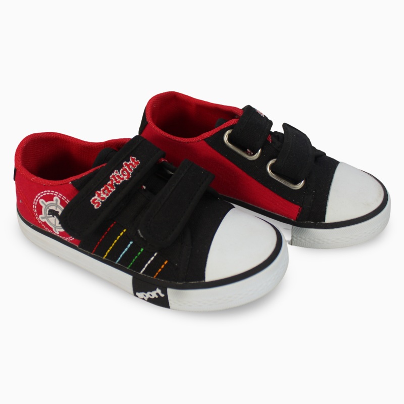 Boys Canvas Sneakers  Black/Red