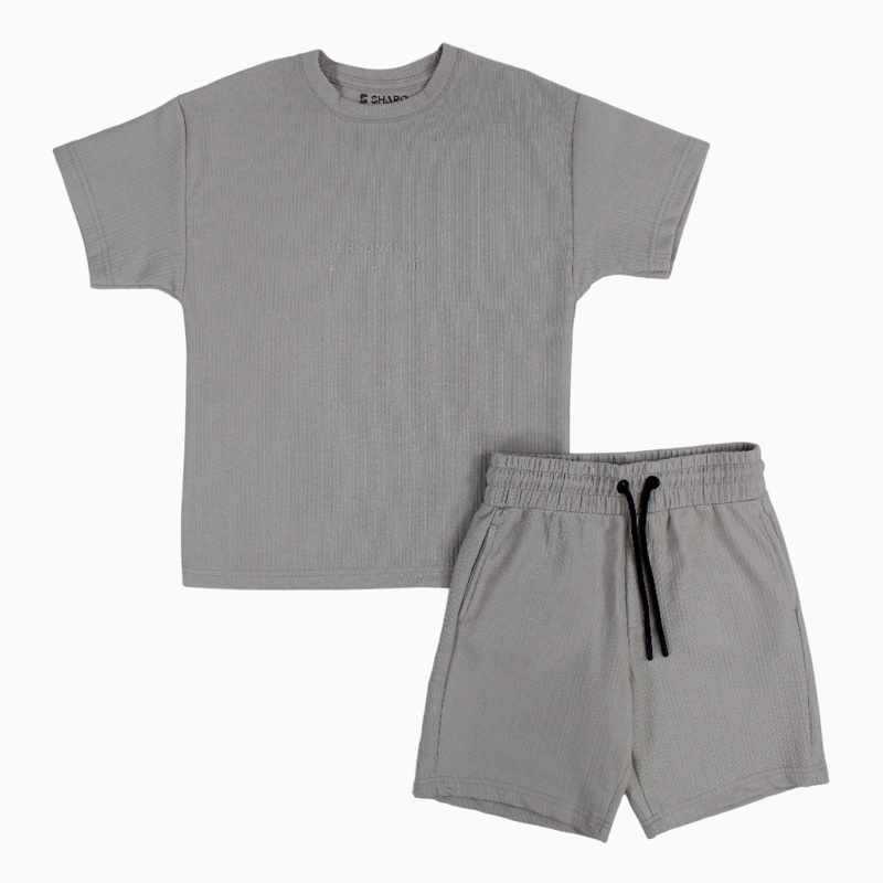 Boys Cotton 2-Piece Outfit Set  Grey