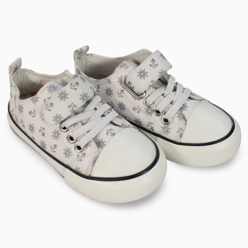 Boys Leather Sneakers  Anchors Details