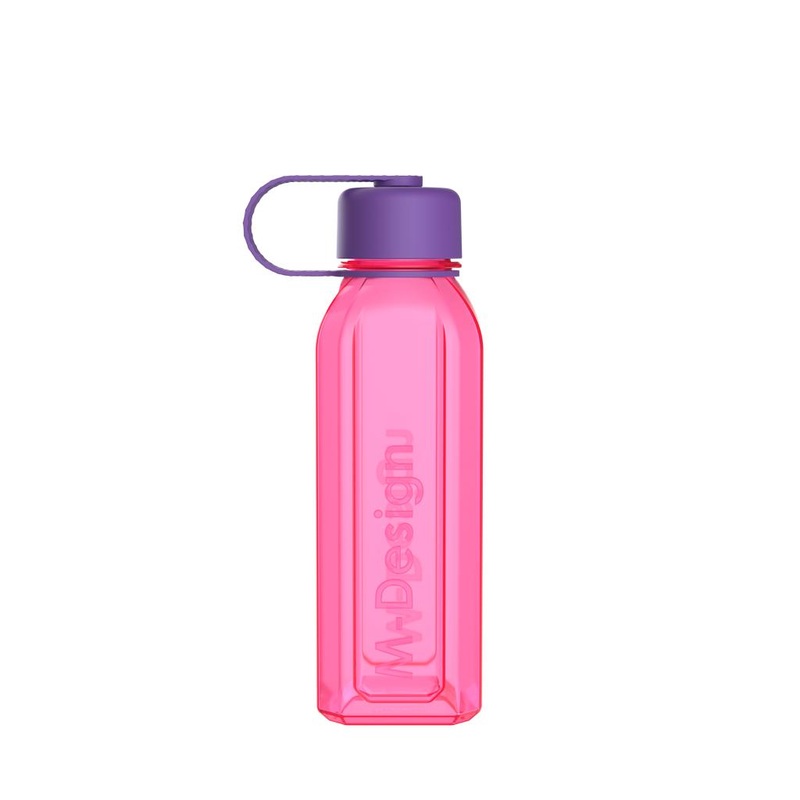 M Design Square Bottle with Strap 650ml - Pink