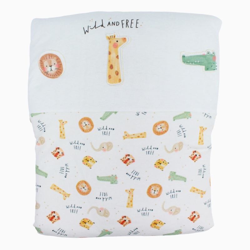 Baby Cotton Duvet - Off-White Safari Design
