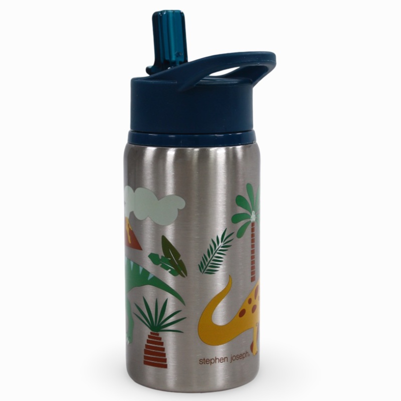 Stephen Joseph Flip Top Stainless Steel Bottle - Dinosaurs