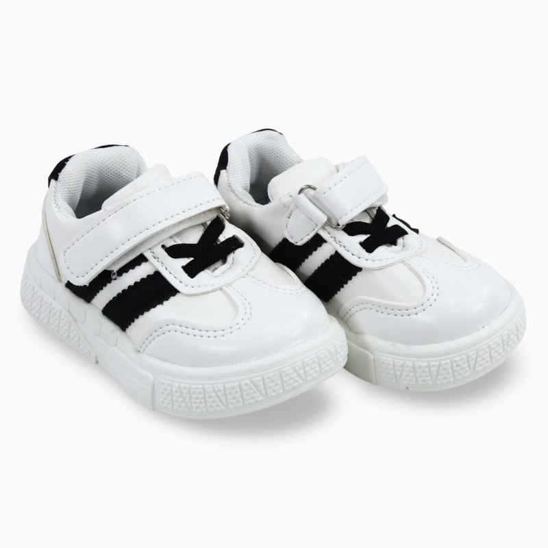 Unisex Baby Leather Sneakers|White* Black|White* Pink|21|22|23|24|25