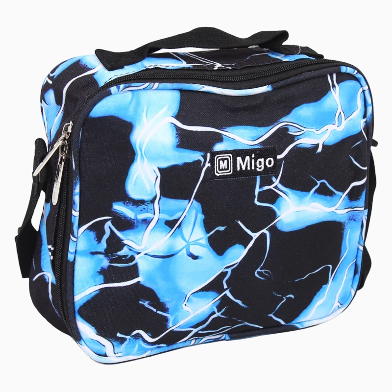 Fabric Lunch Bag - Black & Blue