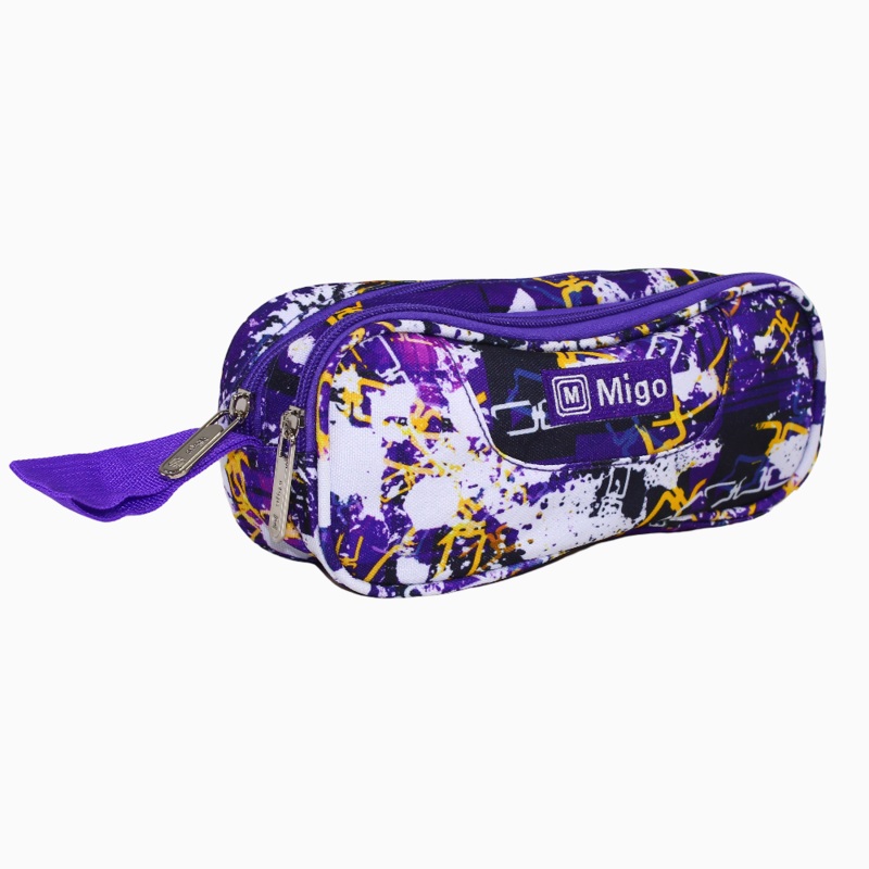 Fabric Pencil Case - White & Purple