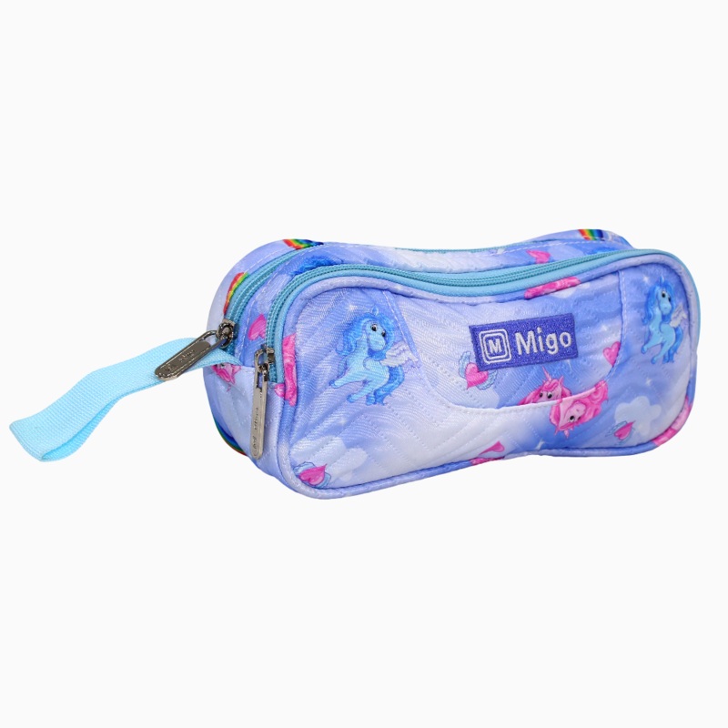 Fabric Unicorn Pencil Case - Light Blue
