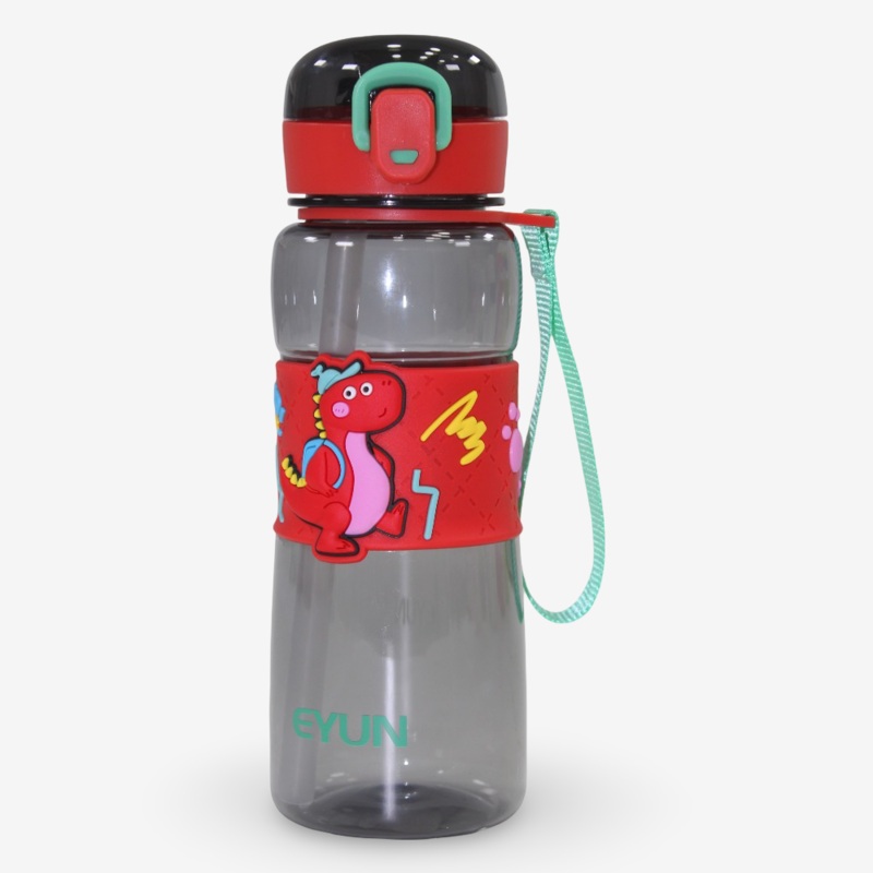 Plastic Water Bottle  Bubbly Red Dino Design (600ml)