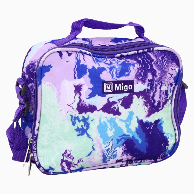 Fabric Lunch Bag - Purple & Mint