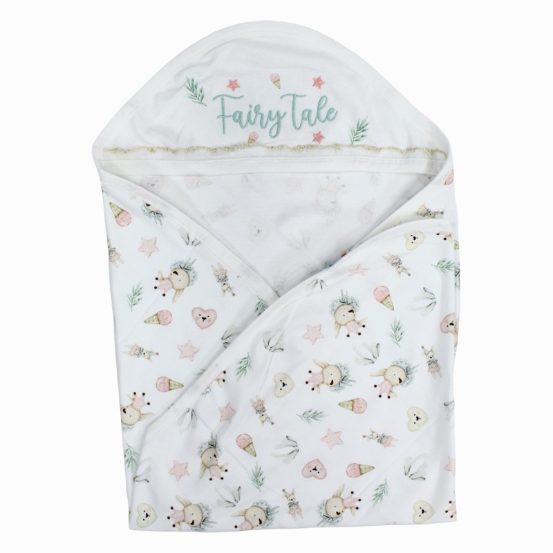 Baby Blanket  Off White with Fairy Tale Design