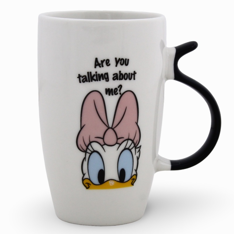 Clay Mug  Black Handle & Daisy Duck Design