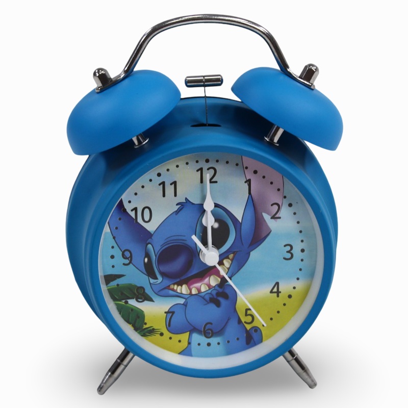 Metal Alarm Clock  Turquoise with Stitch Design