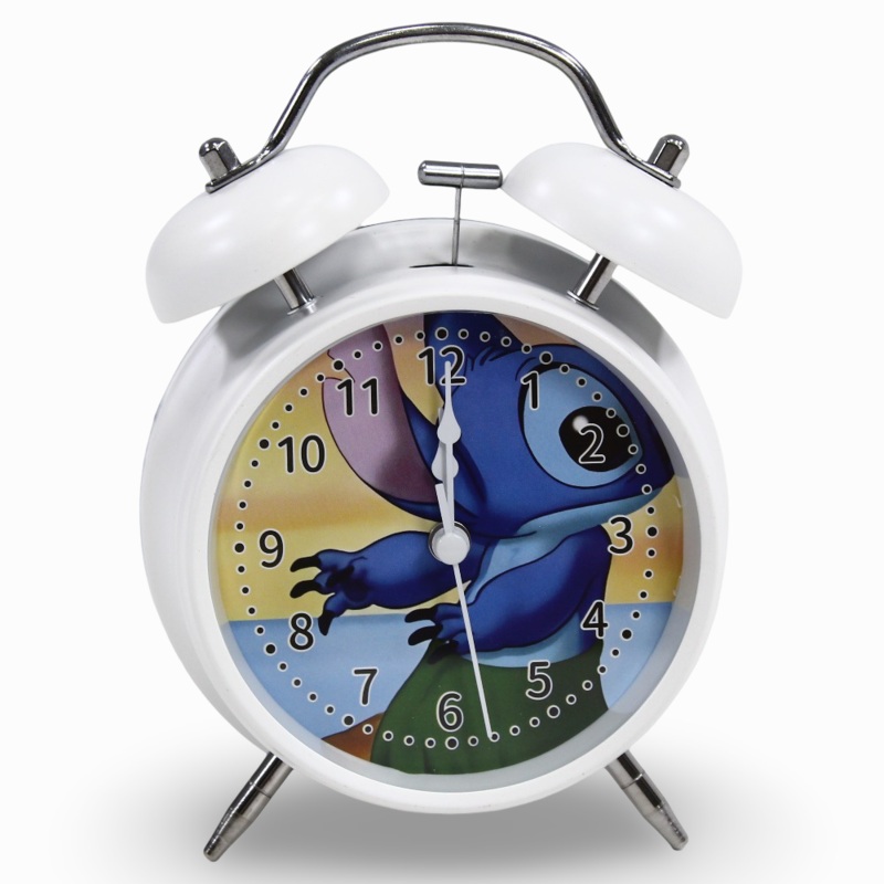 Metal Alarm Clock  White with Stitch Design