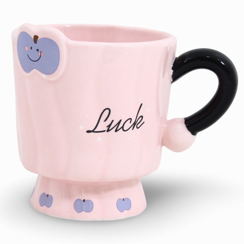 Porcelain Mug - Pink with Luck Print