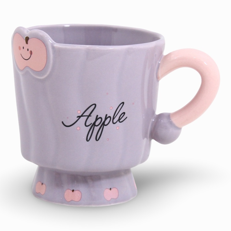 Porcelain Mug  Purple with Apple Print