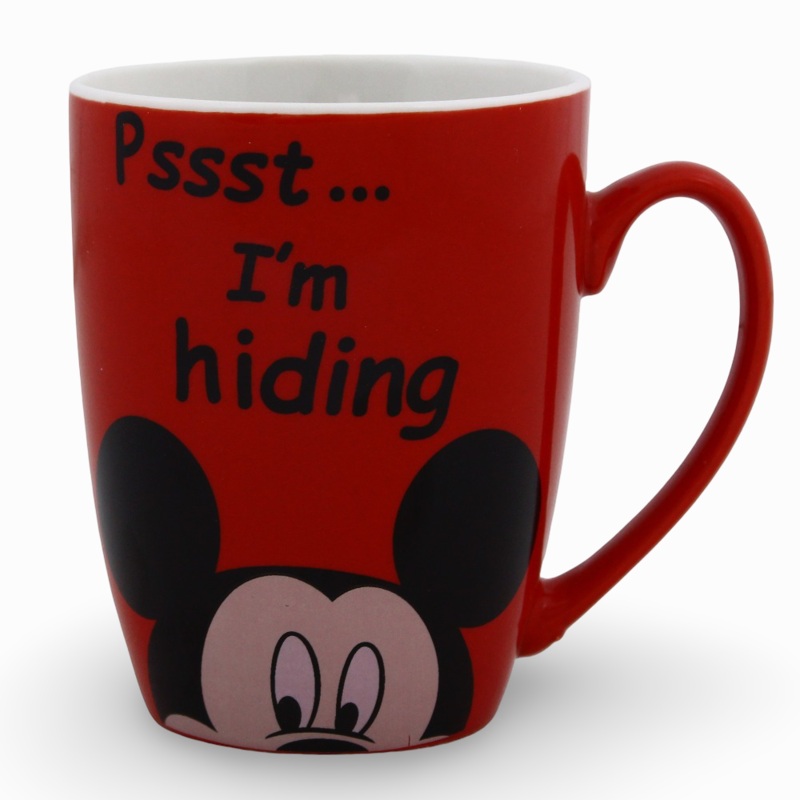 Porcelain Mug  Red with Mickey Mouse Print