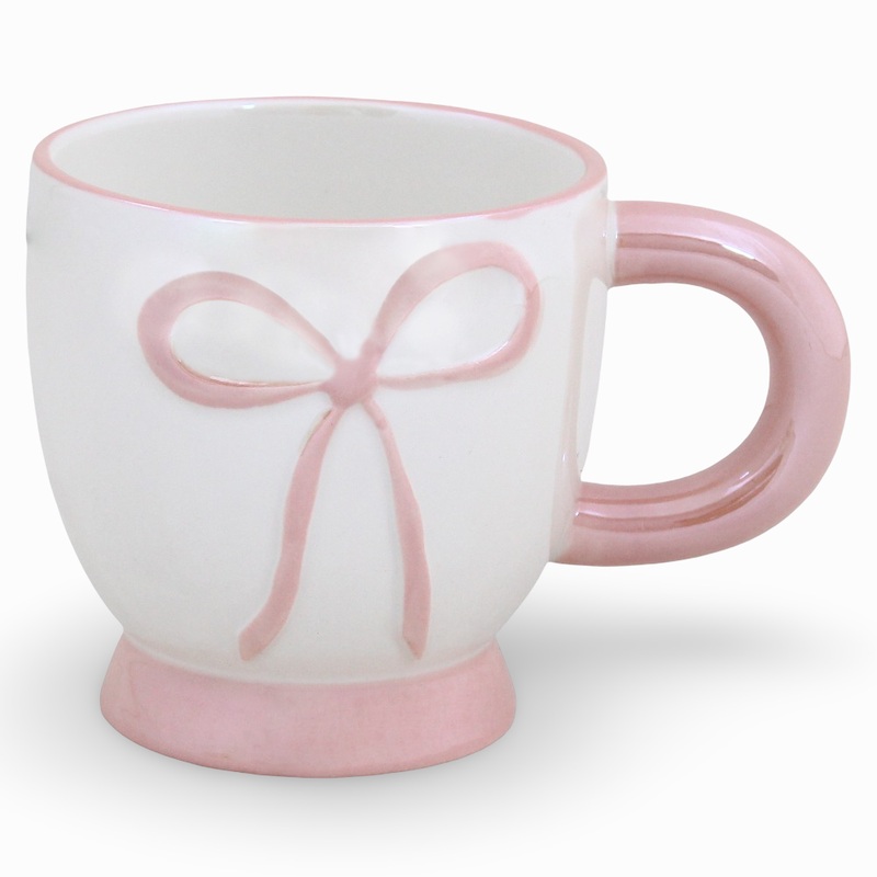 Porcelain Mug  White with a Pink Bow