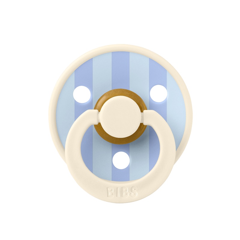 BIBS Studio Color Block Pacifier Round Latex - Size 1 - Ivory/Dusty Blue