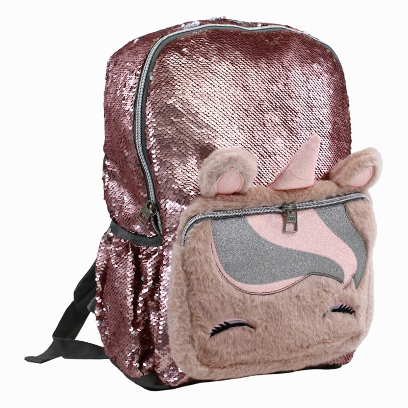 Cubs Matt Pink Sequin & Fur Unicorn Junior Student Backpack