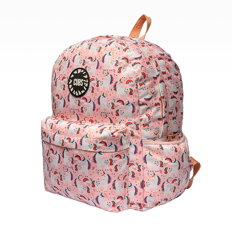 Cubs Peach Unicorns & Rainbows Backpack 16 Inches