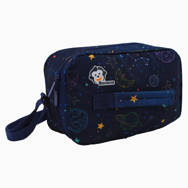 Fabric Lunch Bag  Navy with Outer Space Design