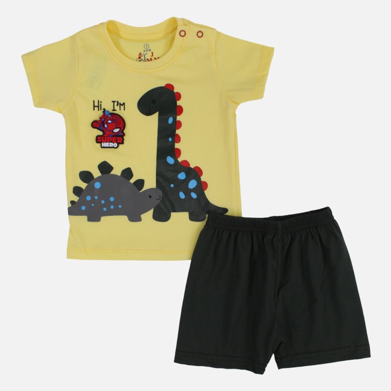 Baby Boys Cotton Pajama Set  Spider Hero & Dinos Print