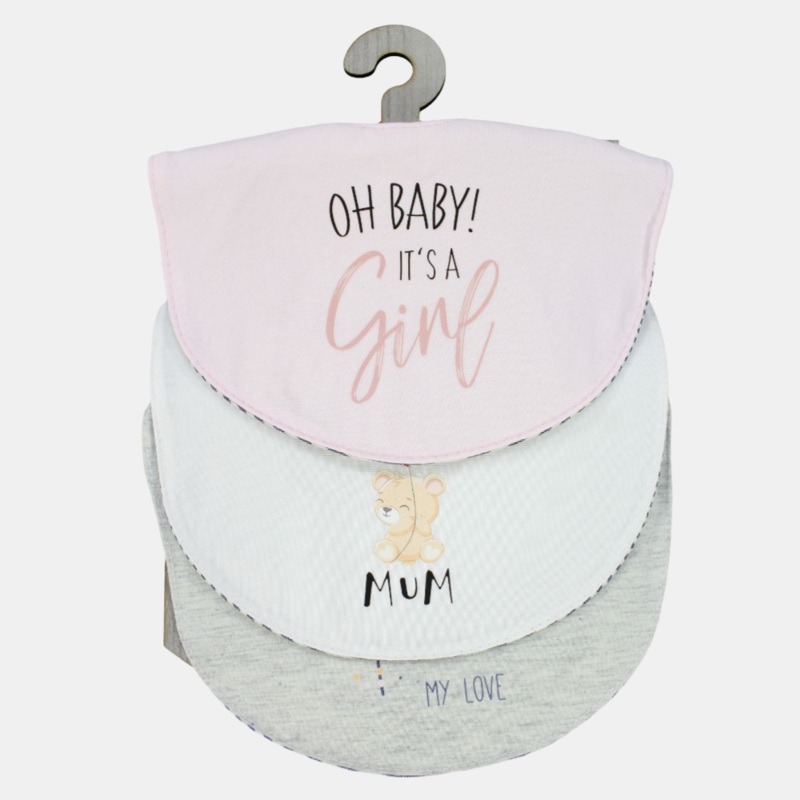 Baby Girls Cotton Bibs  Pack of 3  Oh Baby, Its a Girl