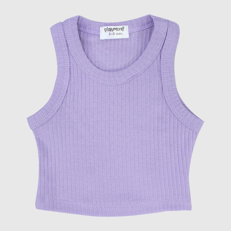 Purple Cropped Ribbed Tank Top