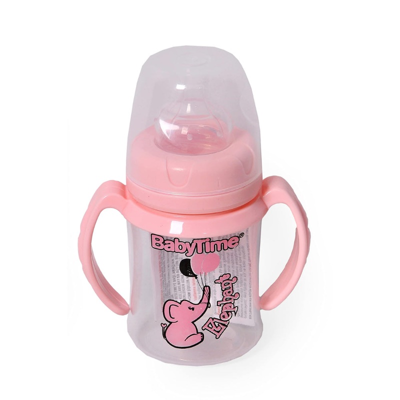 Baby Time Baby Feeding Bottle With Handles 250ml  Pink