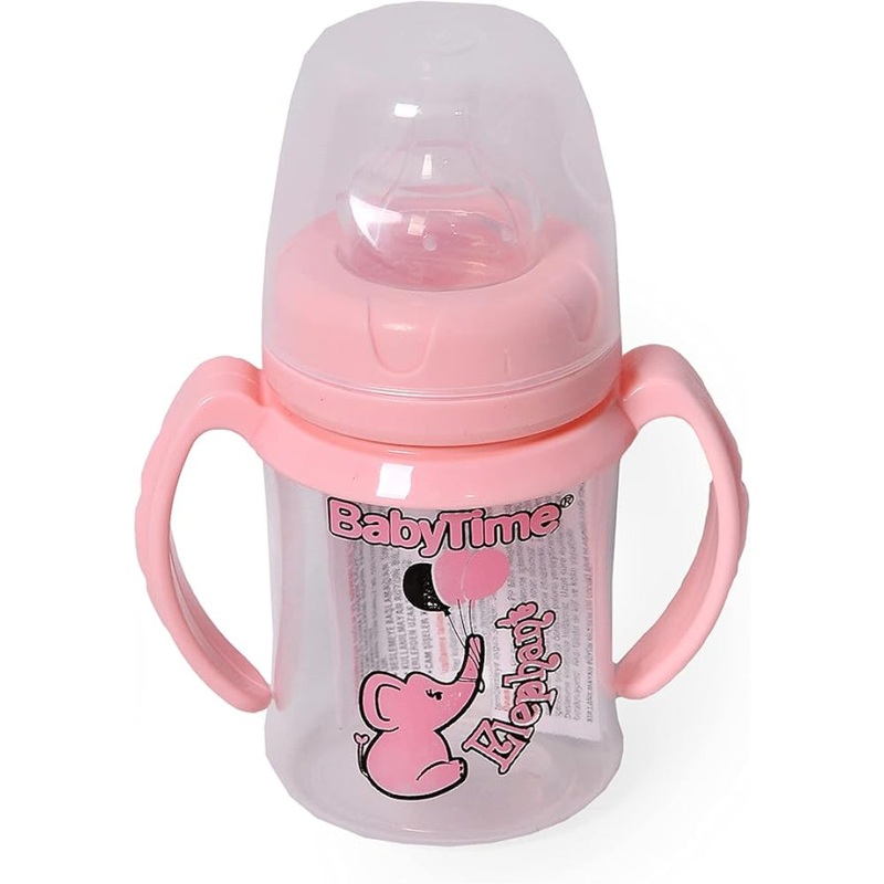 Baby Time PP Wide Neck Bottle With Handle 150cc  Pink