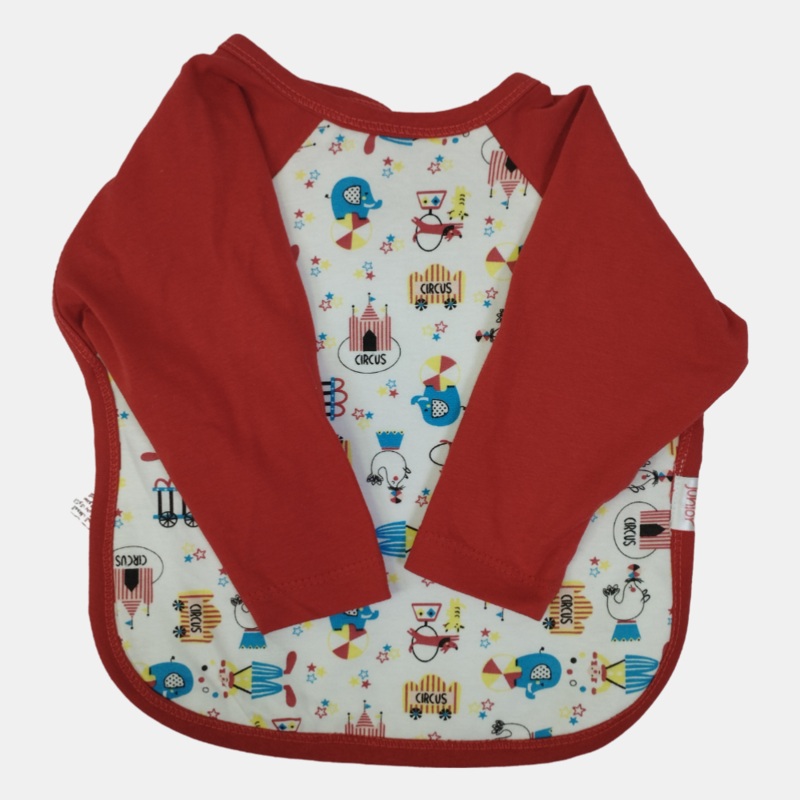 Multicolored Long-Sleeved Bib|Red|0-3M