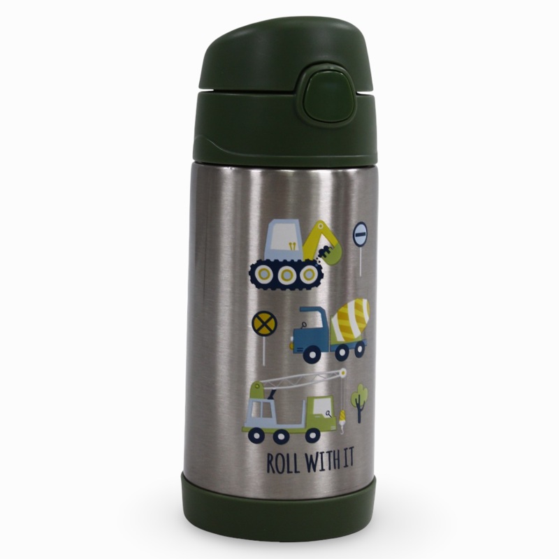 Stephen Joseph Double Wall Stainless Steel Bottle 350ml - Construction Vehicles Design