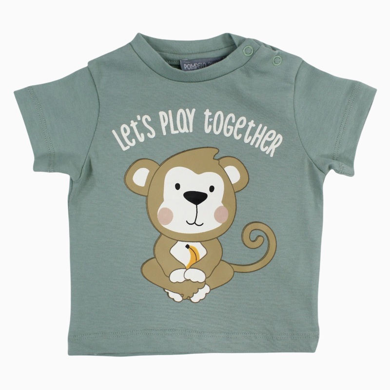 Baby Boys T-Shirt  Mint with Monkey Design