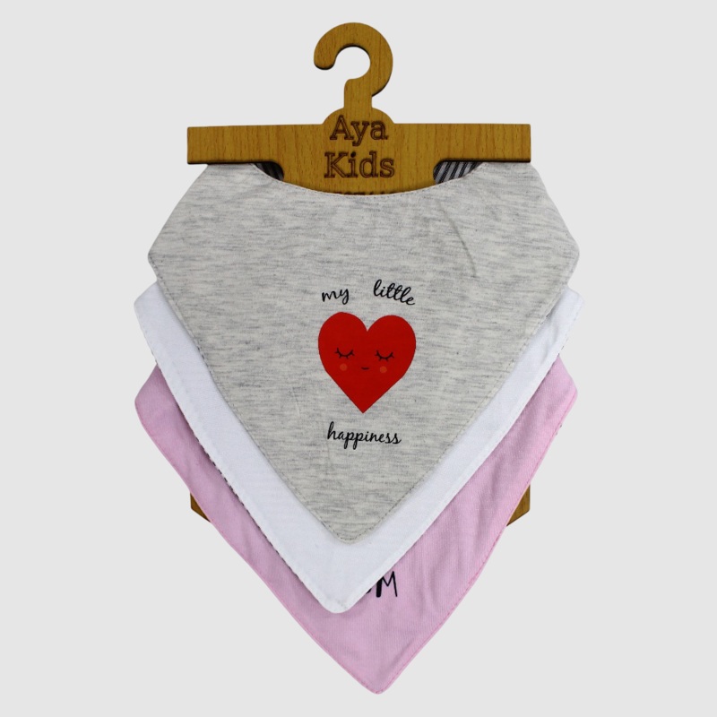 Bibs Baby Girl Cotton Scarf Style Happiness Design (3-Pack)