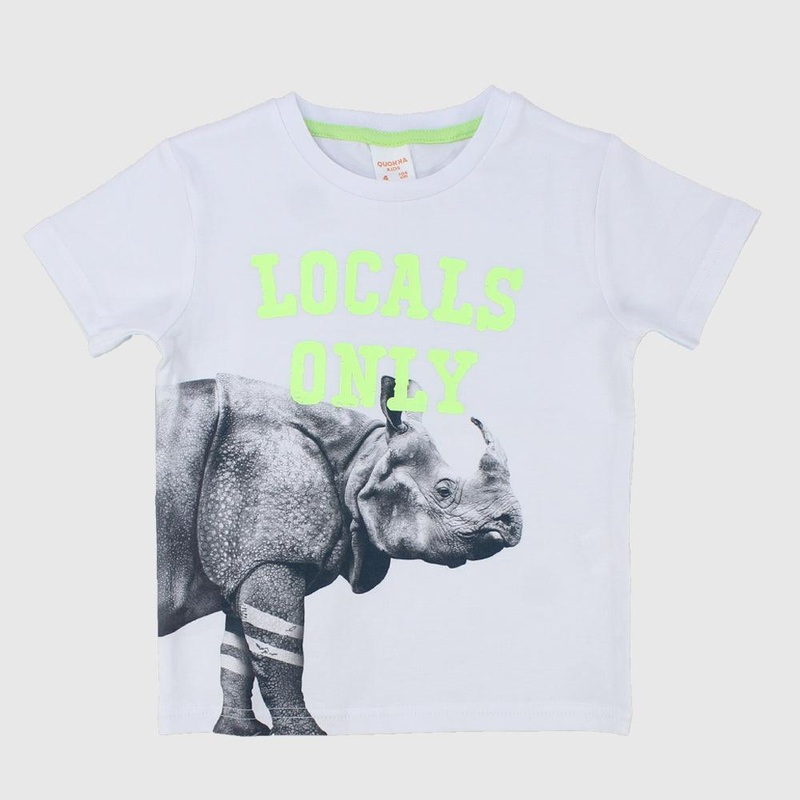Rhino Short-Sleeved T-shirt|White|Grey|4-5Y|5-6Y|6-7Y|7-8Y|8-9Y|10-11Y|12-13Y