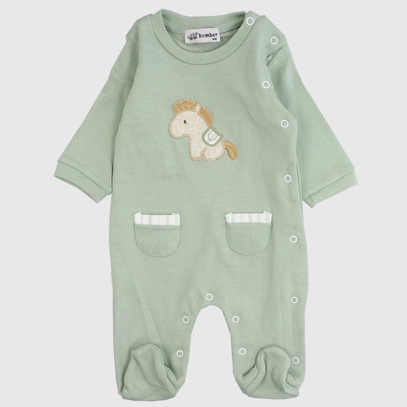 Sitting Horse Baby Footie|Mint Green|Babyblue|0-3M|3-6M|6-9M|9-12M